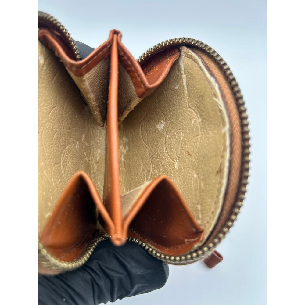 Vintage Dooney & Bourke Coin Purse All Weather Leather Duck Logo Brown Zip Pouch - Picture 5 of 6